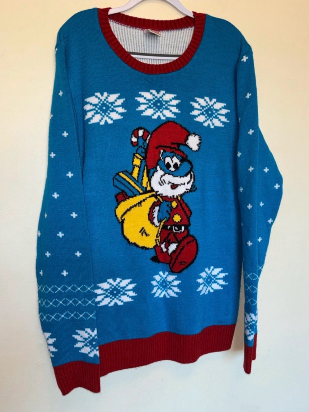 Junk Food Papa Smurf Santa Ugly Christmas Sweater XXXL Holiday Nostalgia Cartoon